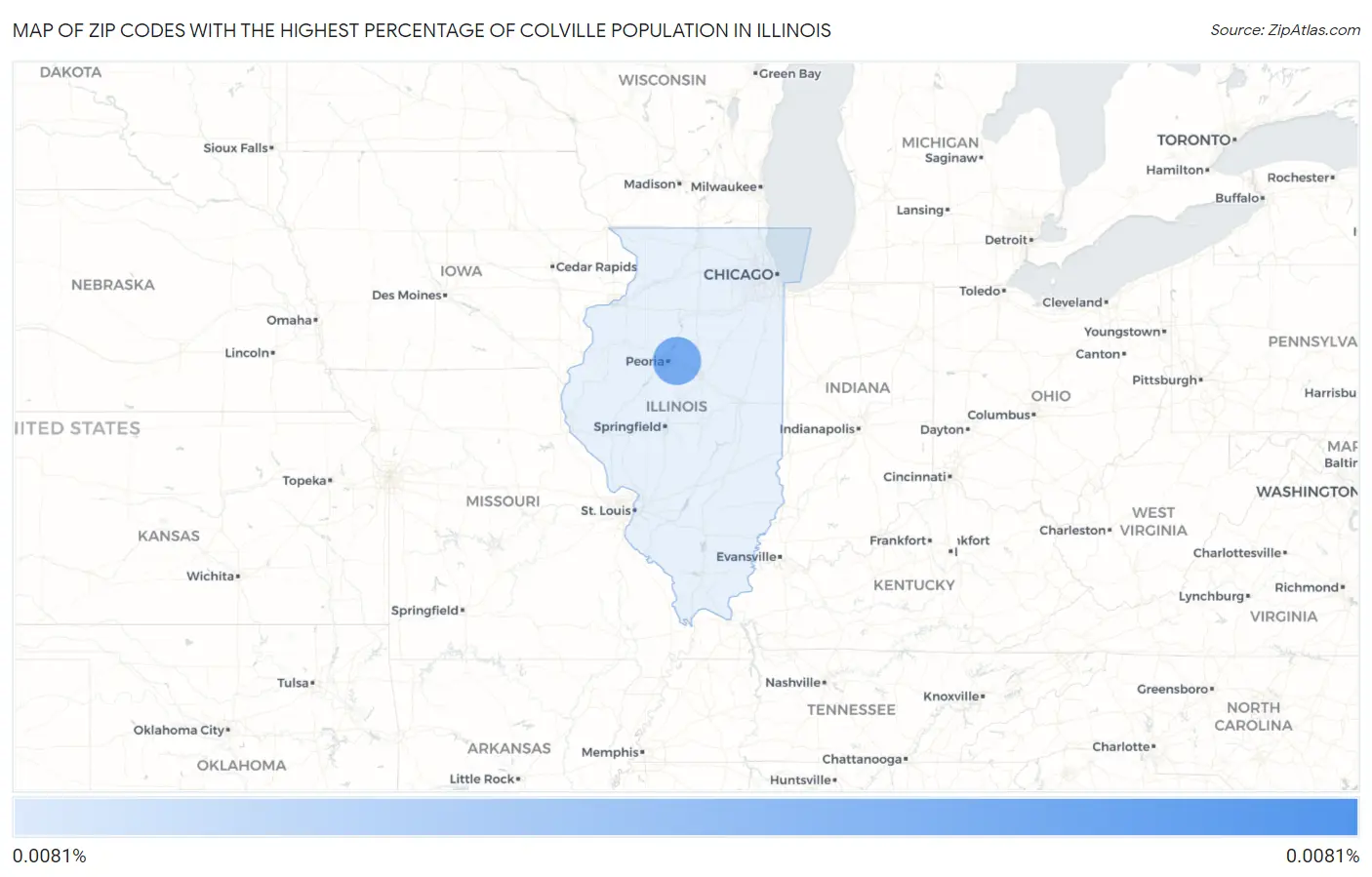 Zip Codes with the Highest Percentage of Colville Population in Illinois Map
