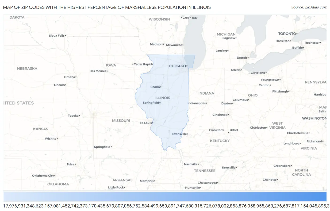 Zip Codes with the Highest Percentage of Marshallese Population in Illinois Map