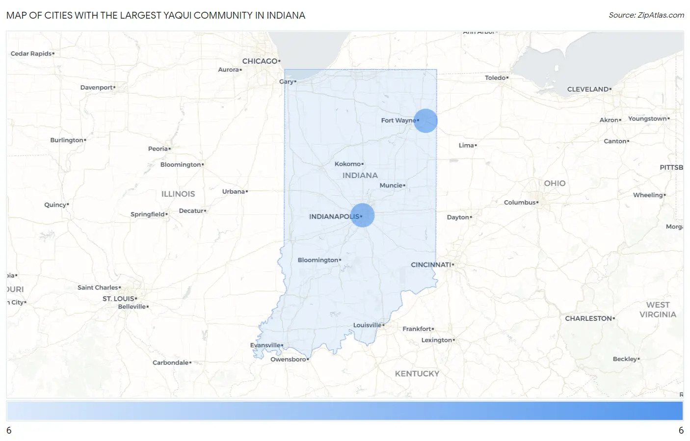 Cities with the Largest Yaqui Community in Indiana Map