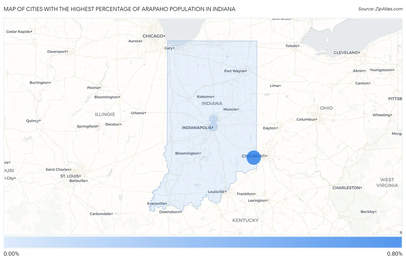 Cities with the Highest Percentage of Arapaho Population in Indiana Map