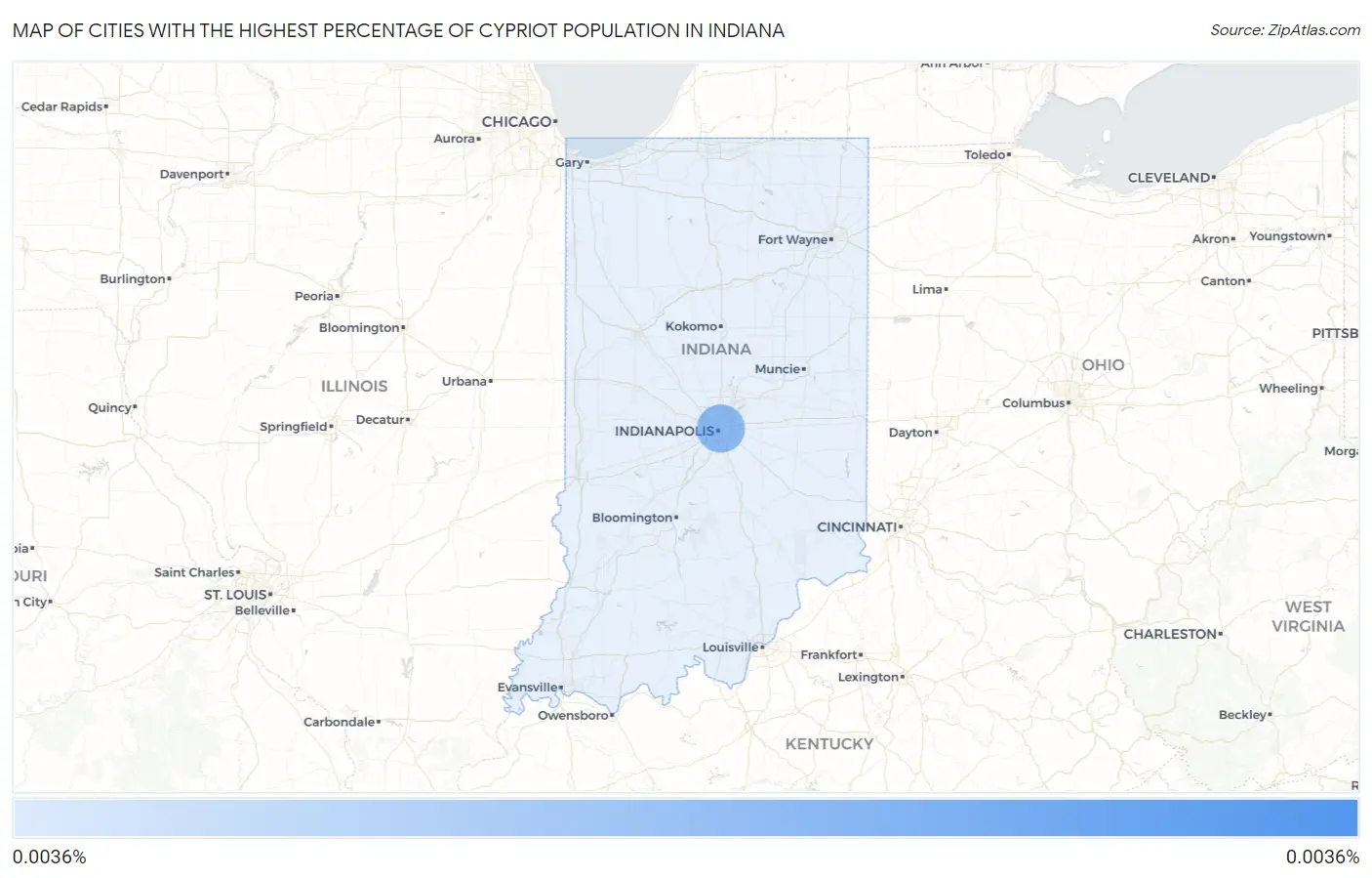 Cities with the Highest Percentage of Cypriot Population in Indiana Map