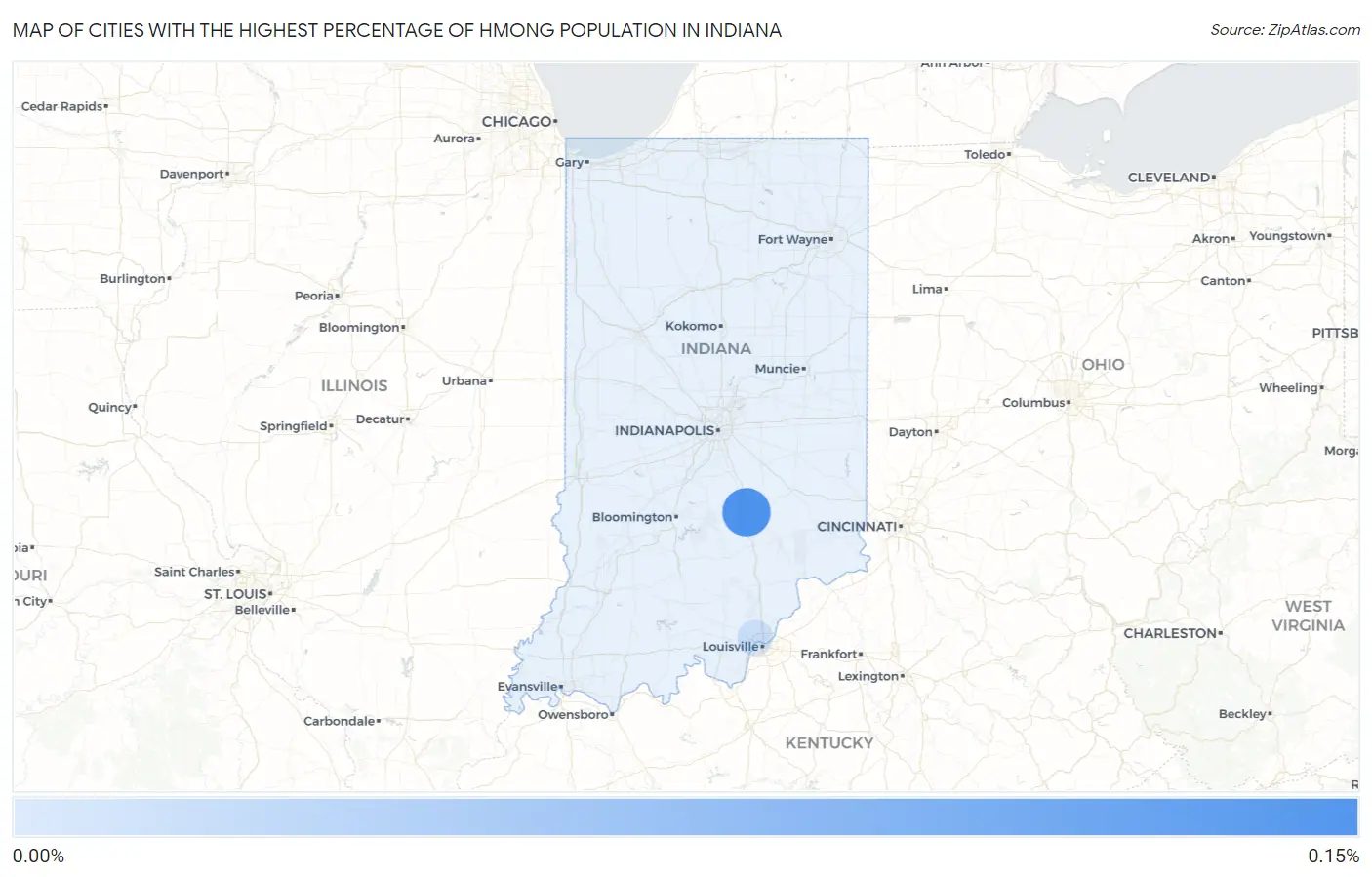 Cities with the Highest Percentage of Hmong Population in Indiana Map