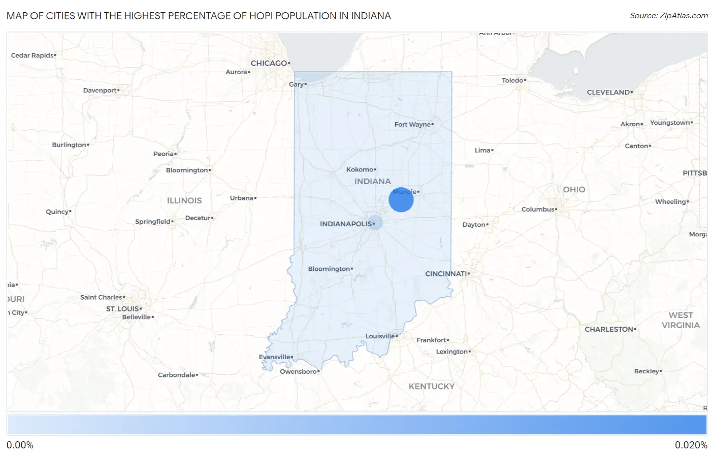 Cities with the Highest Percentage of Hopi Population in Indiana Map