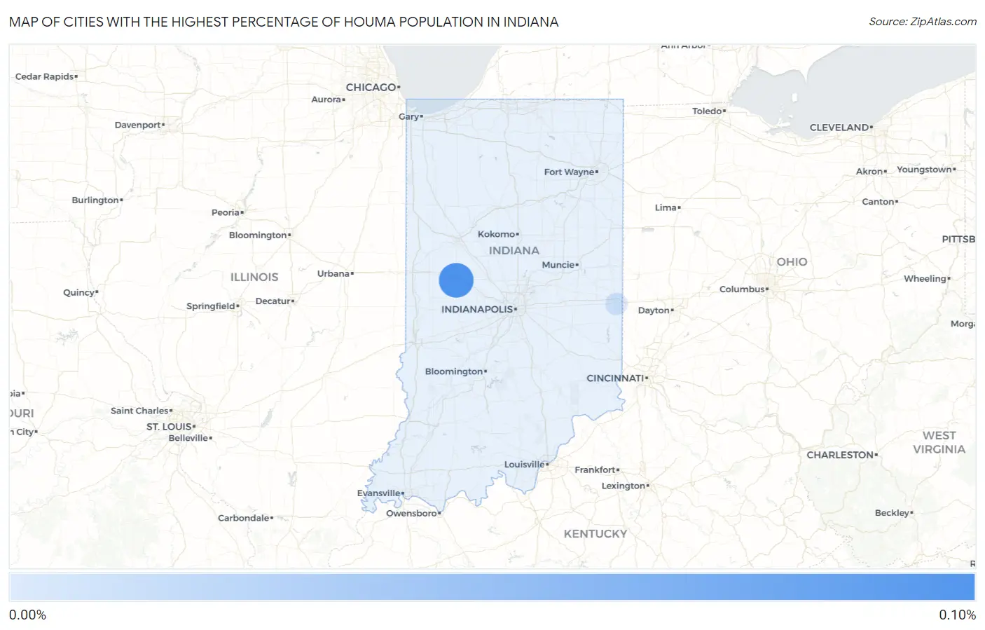 Cities with the Highest Percentage of Houma Population in Indiana Map