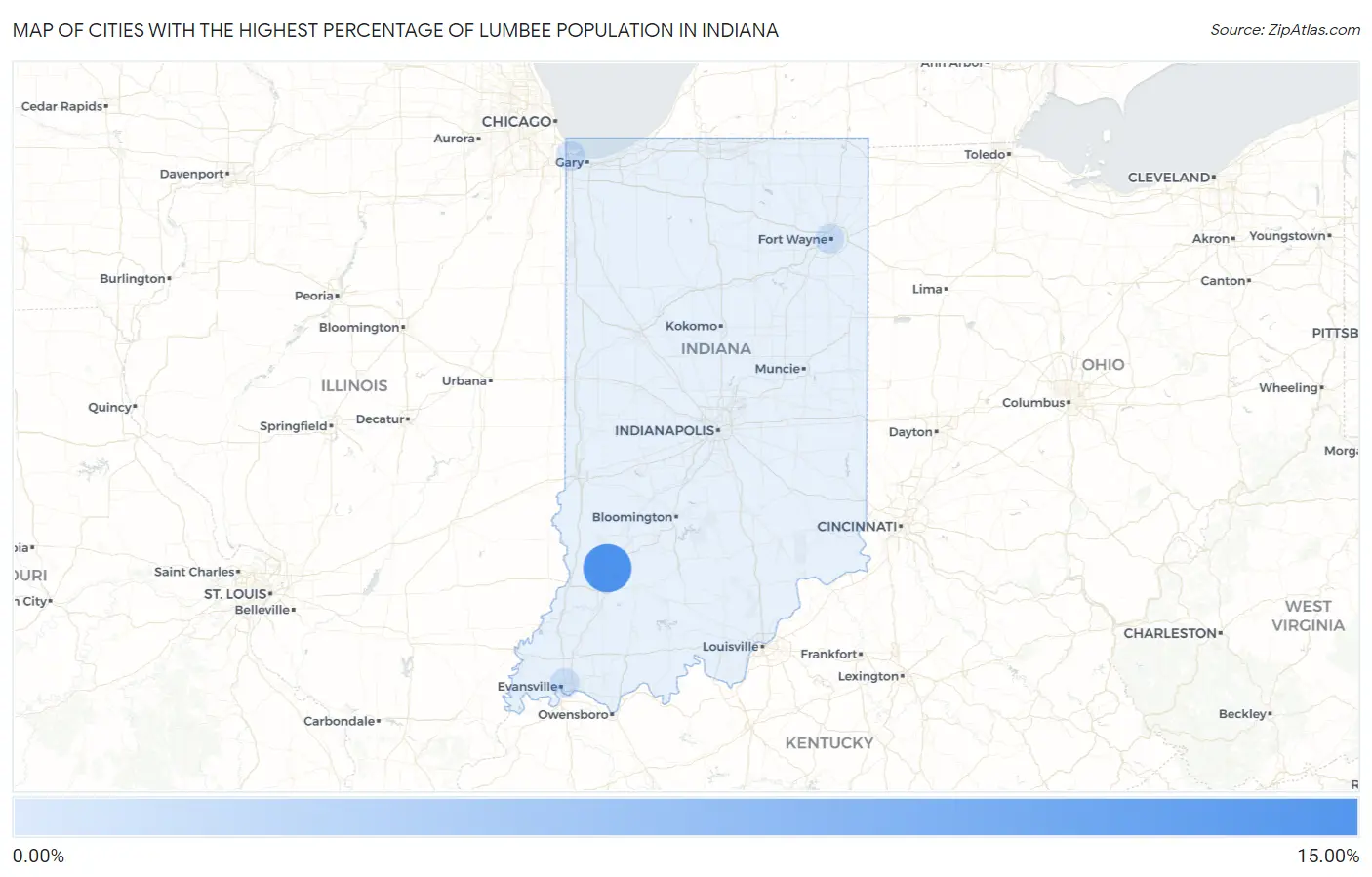 Cities with the Highest Percentage of Lumbee Population in Indiana Map