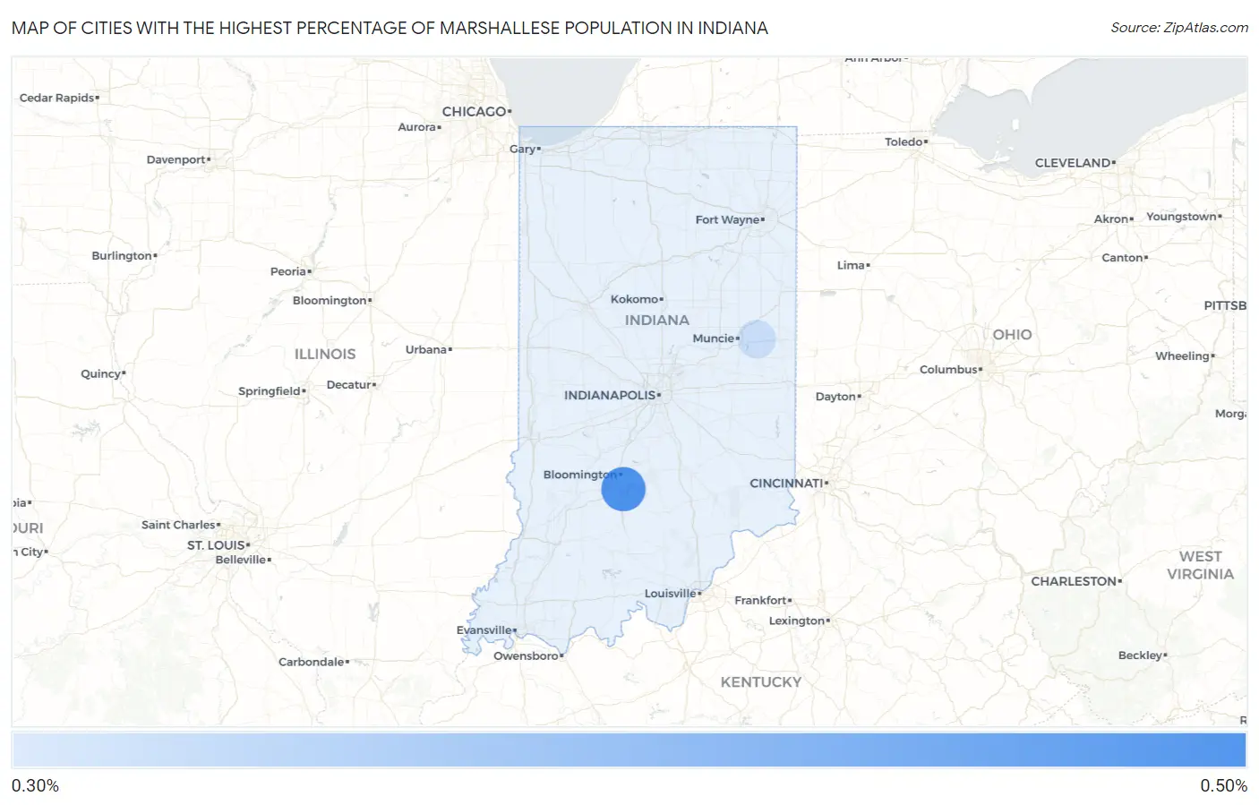 Cities with the Highest Percentage of Marshallese Population in Indiana Map