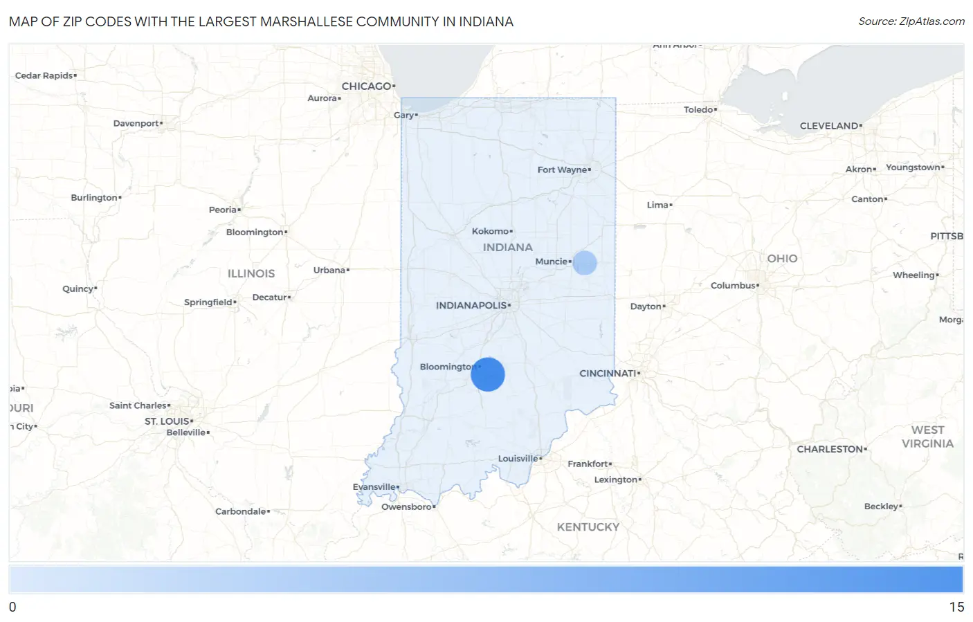Zip Codes with the Largest Marshallese Community in Indiana Map