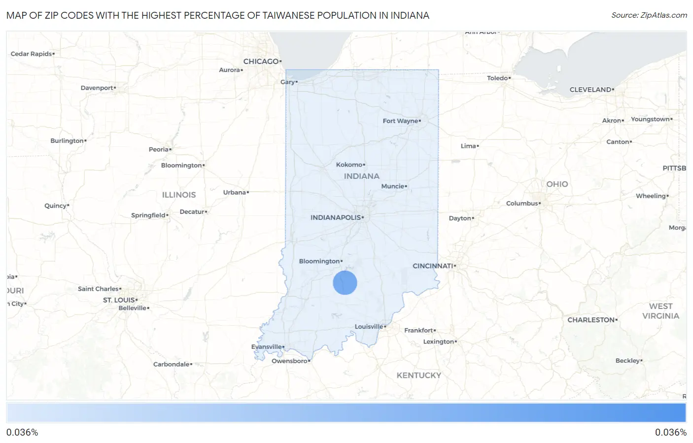 Zip Codes with the Highest Percentage of Taiwanese Population in Indiana Map