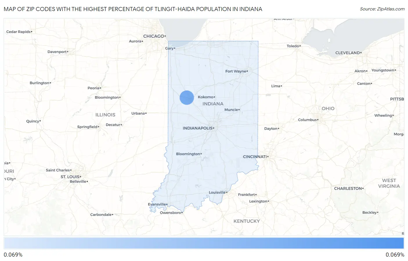 Zip Codes with the Highest Percentage of Tlingit-Haida Population in Indiana Map