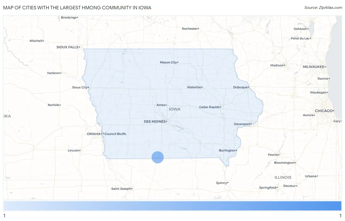 Cities with the Largest Hmong Community in Iowa Map