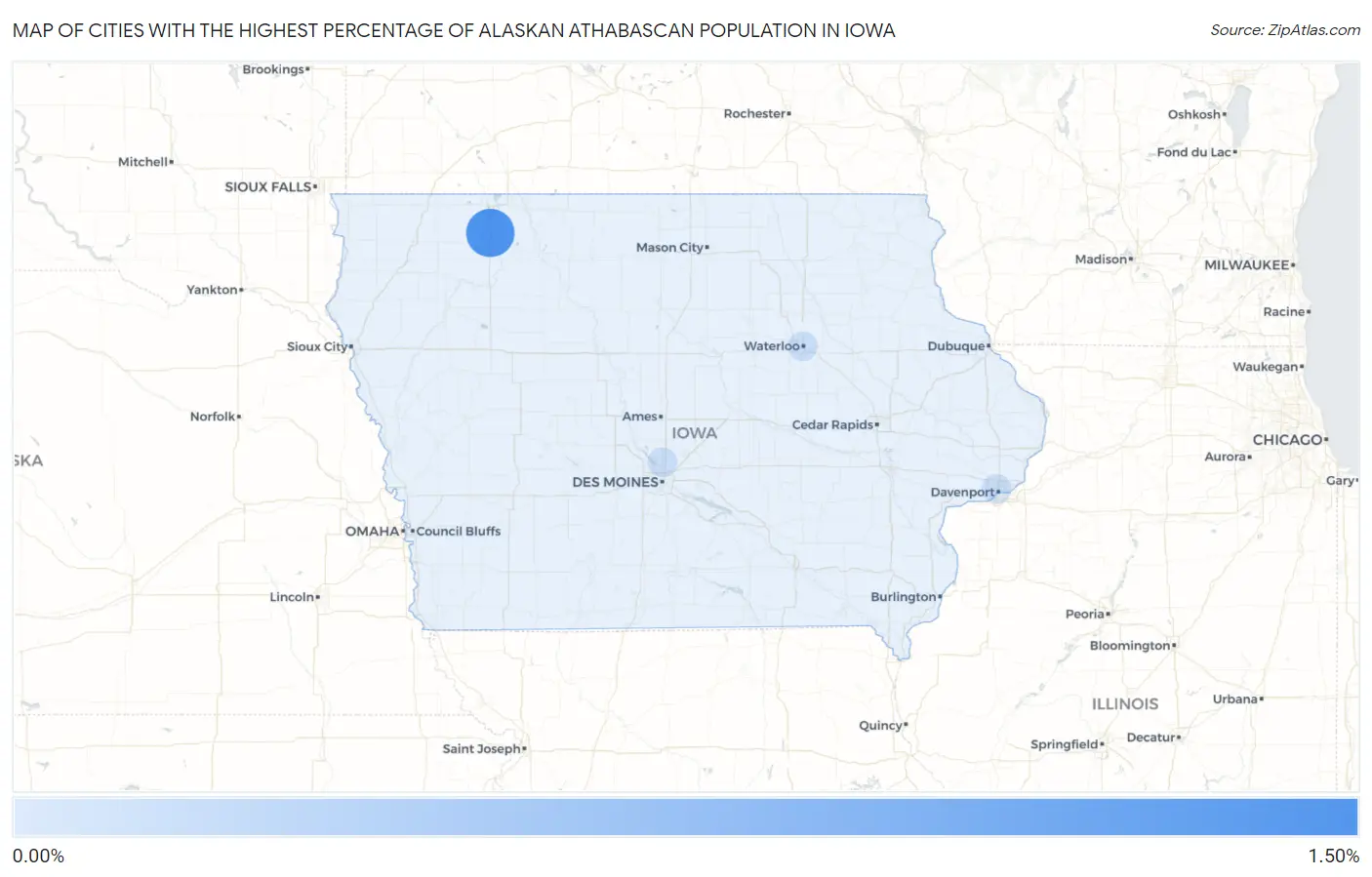 Cities with the Highest Percentage of Alaskan Athabascan Population in Iowa Map