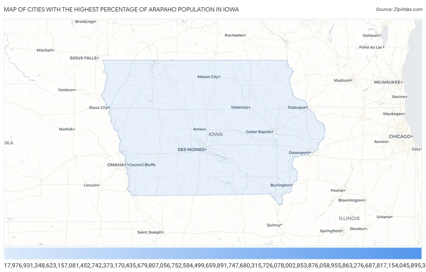 Cities with the Highest Percentage of Arapaho Population in Iowa Map