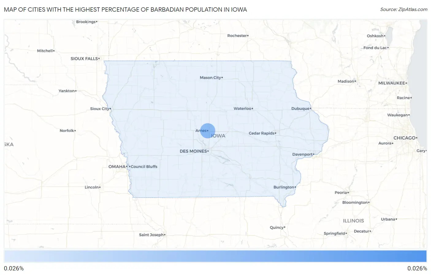 Cities with the Highest Percentage of Barbadian Population in Iowa Map