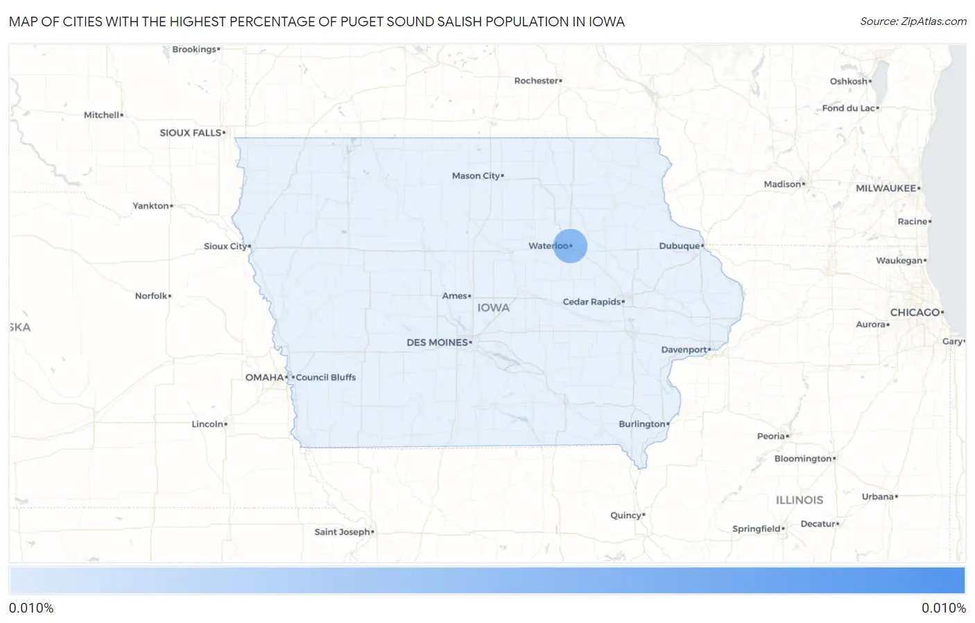 Cities with the Highest Percentage of Puget Sound Salish Population in Iowa Map
