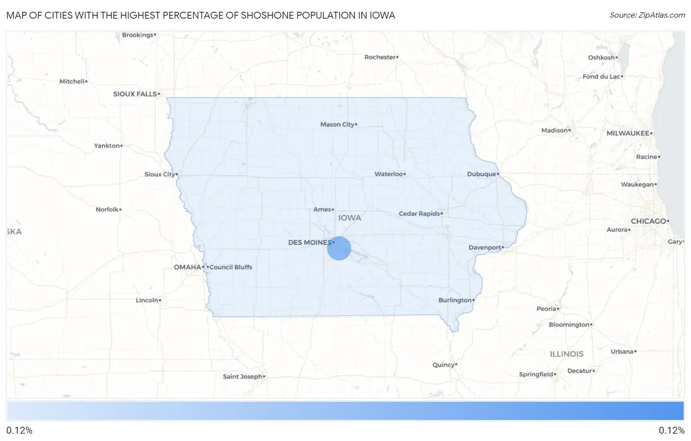 Cities with the Highest Percentage of Shoshone Population in Iowa Map
