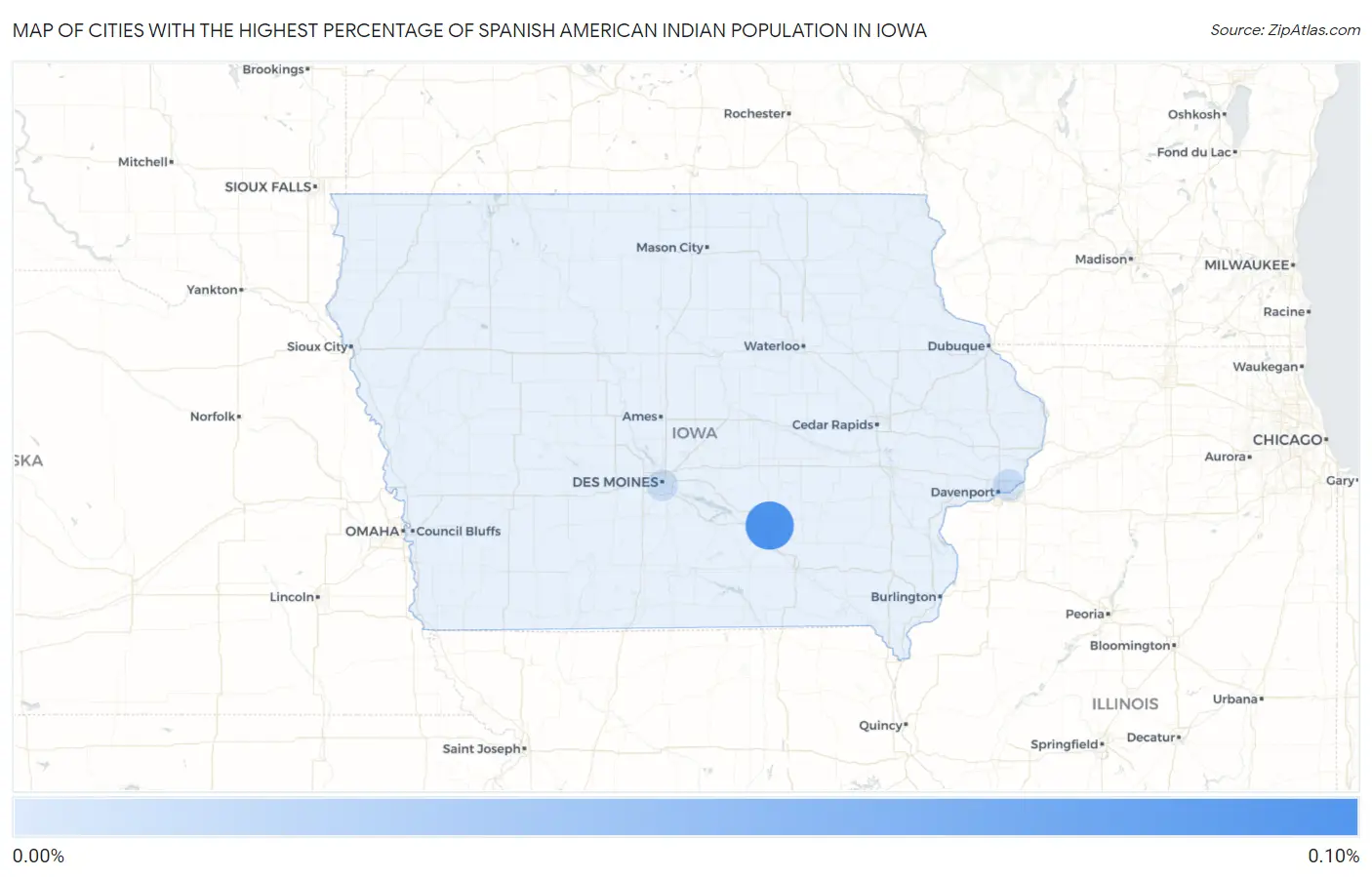 Cities with the Highest Percentage of Spanish American Indian Population in Iowa Map