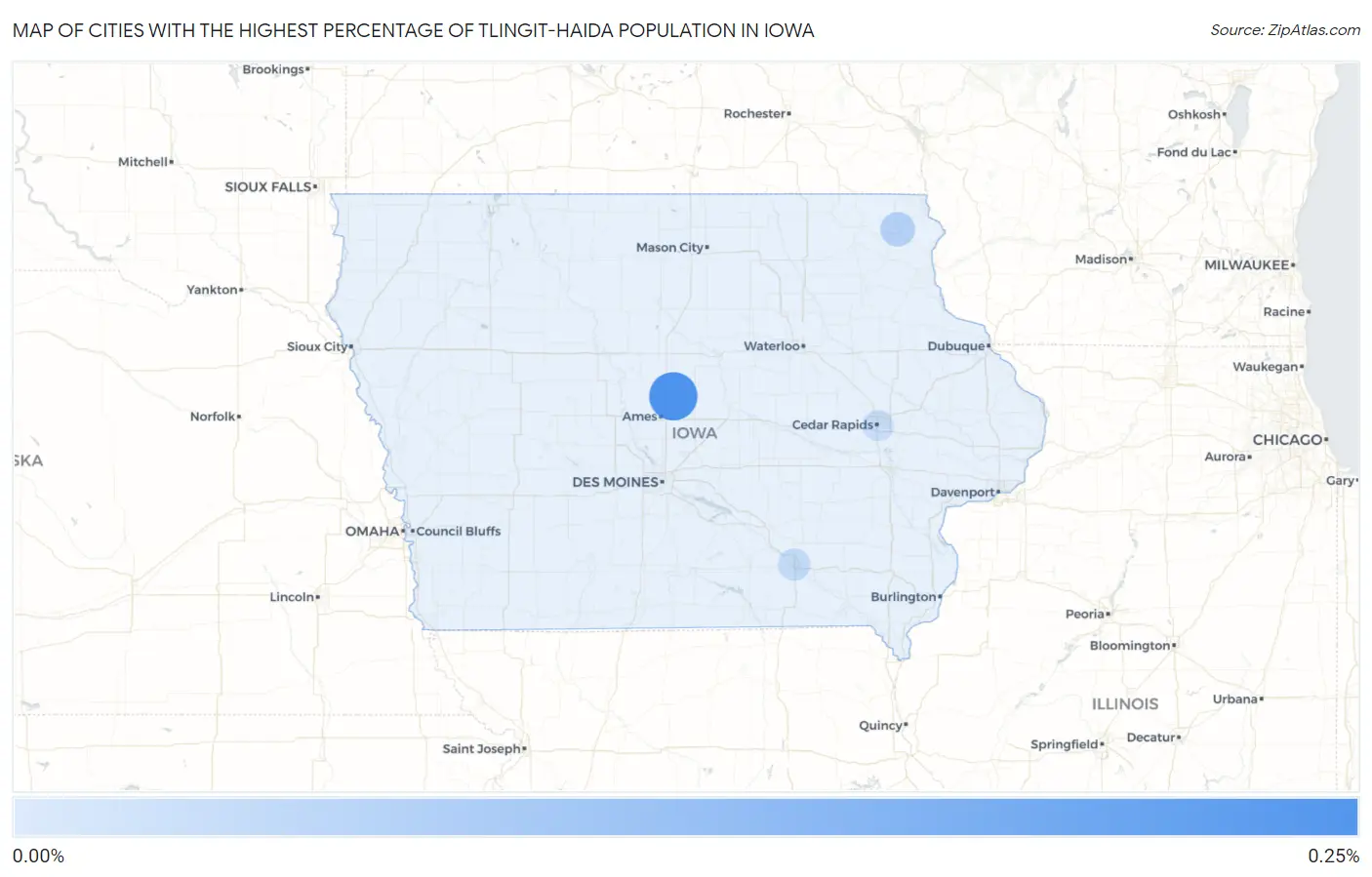 Cities with the Highest Percentage of Tlingit-Haida Population in Iowa Map