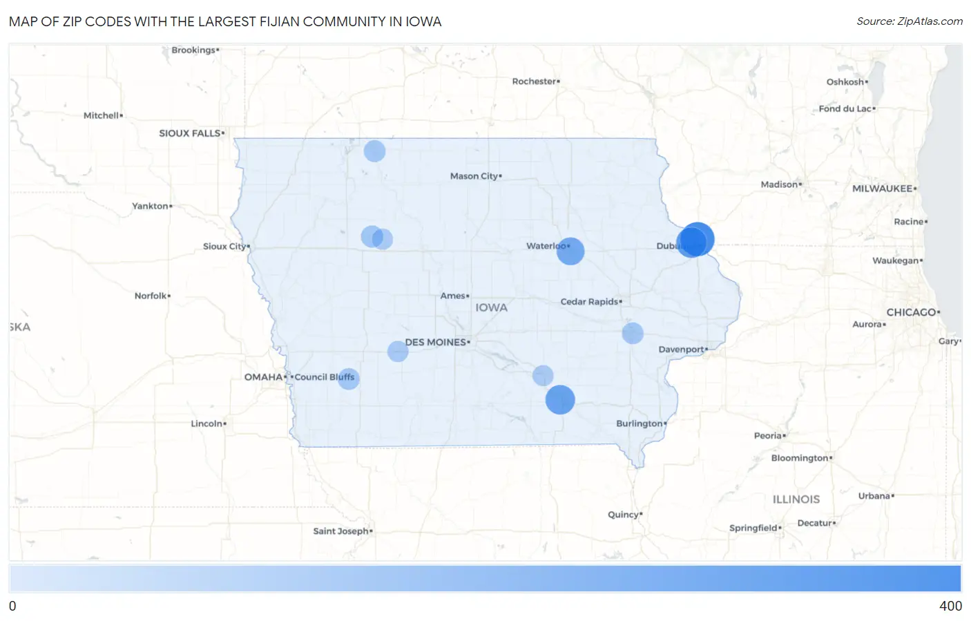 Zip Codes with the Largest Fijian Community in Iowa Map