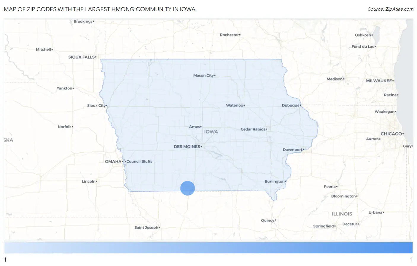 Zip Codes with the Largest Hmong Community in Iowa Map