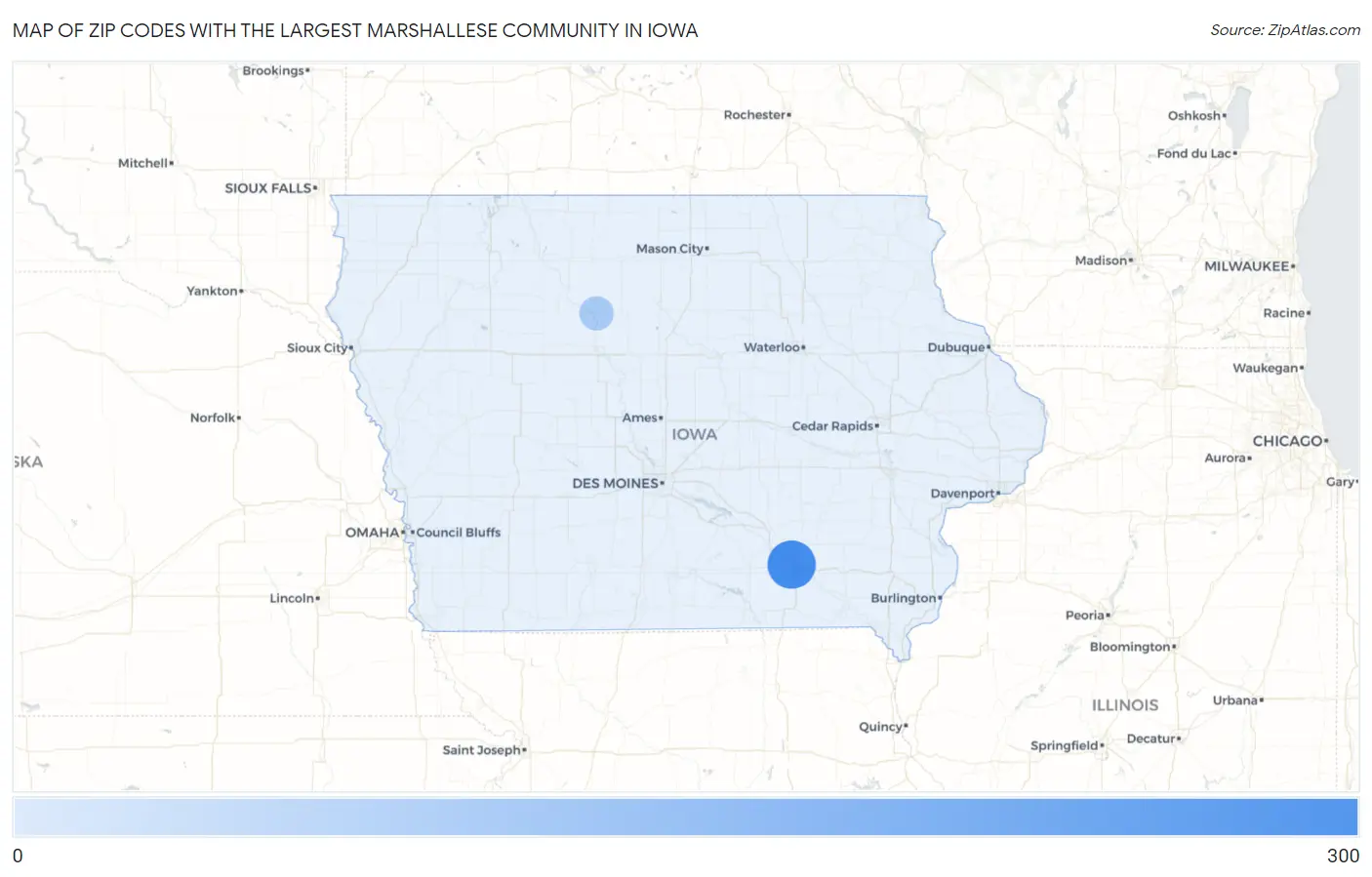 Zip Codes with the Largest Marshallese Community in Iowa Map