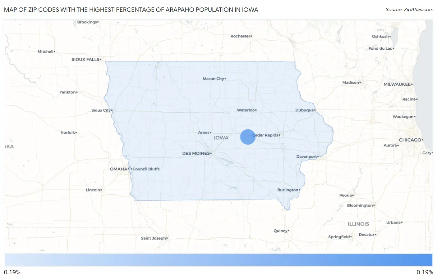 Zip Codes with the Highest Percentage of Arapaho Population in Iowa Map