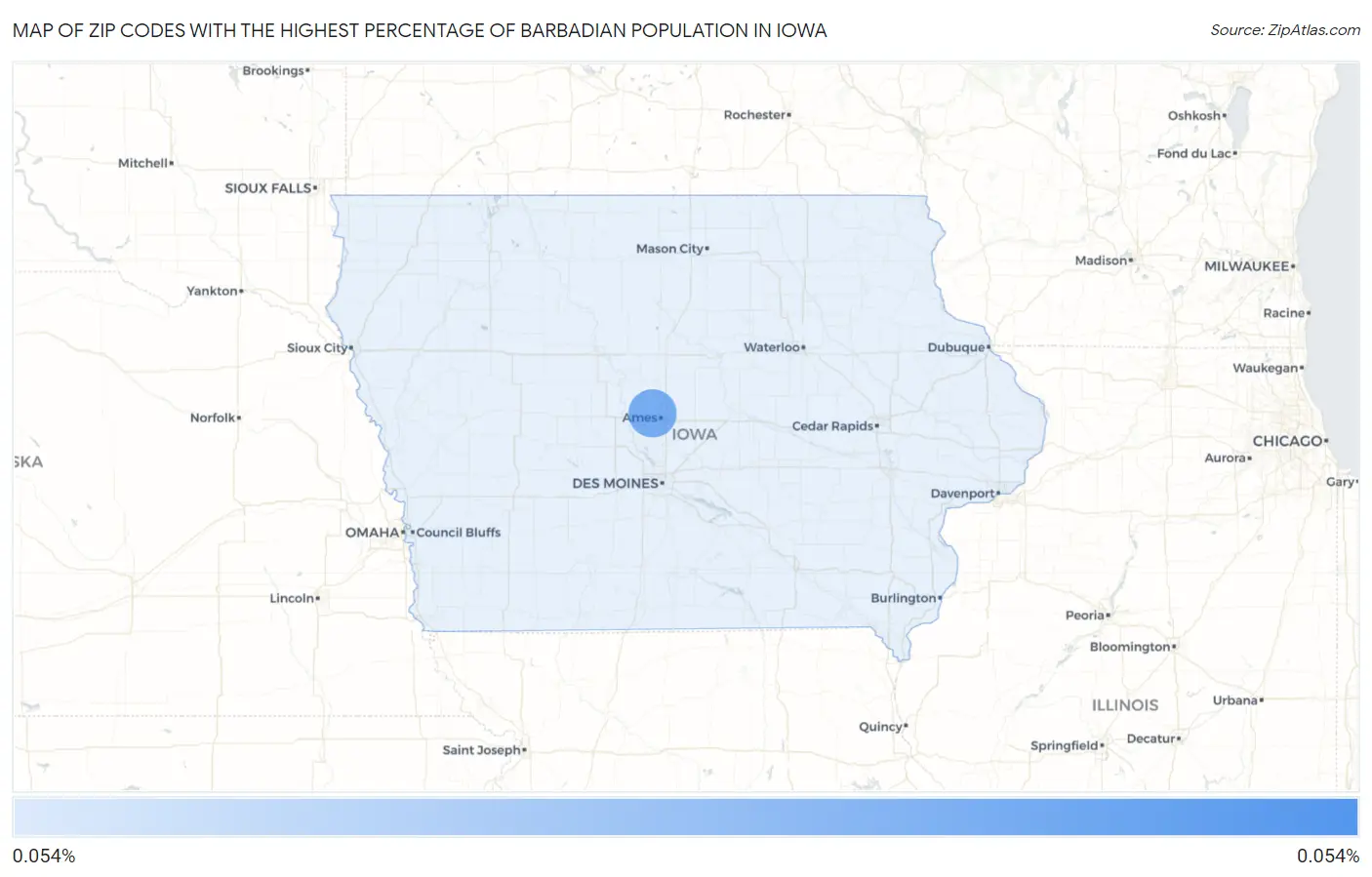 Zip Codes with the Highest Percentage of Barbadian Population in Iowa Map