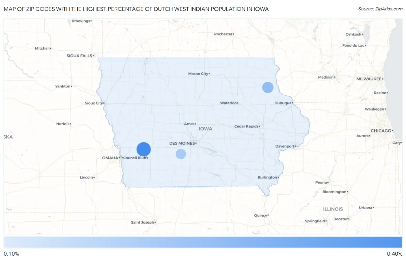 Zip Codes with the Highest Percentage of Dutch West Indian Population in Iowa Map