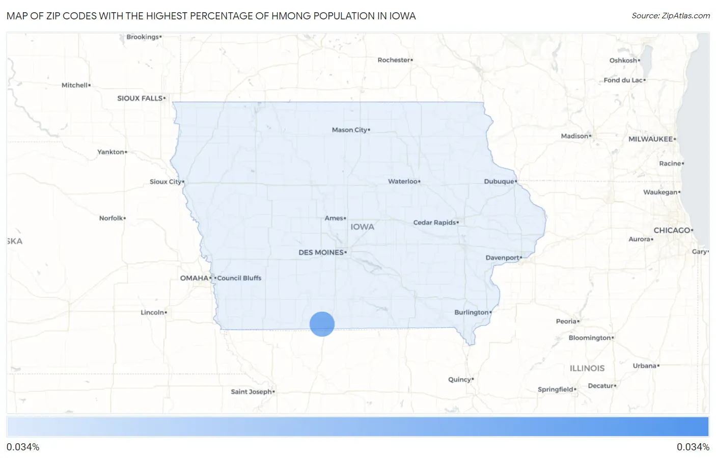 Zip Codes with the Highest Percentage of Hmong Population in Iowa Map