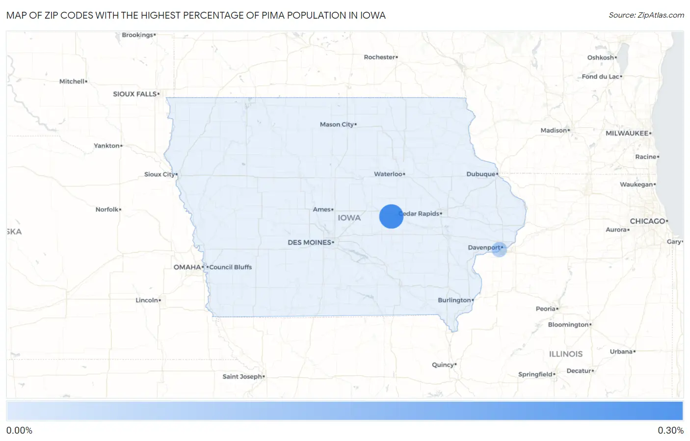 Zip Codes with the Highest Percentage of Pima Population in Iowa Map