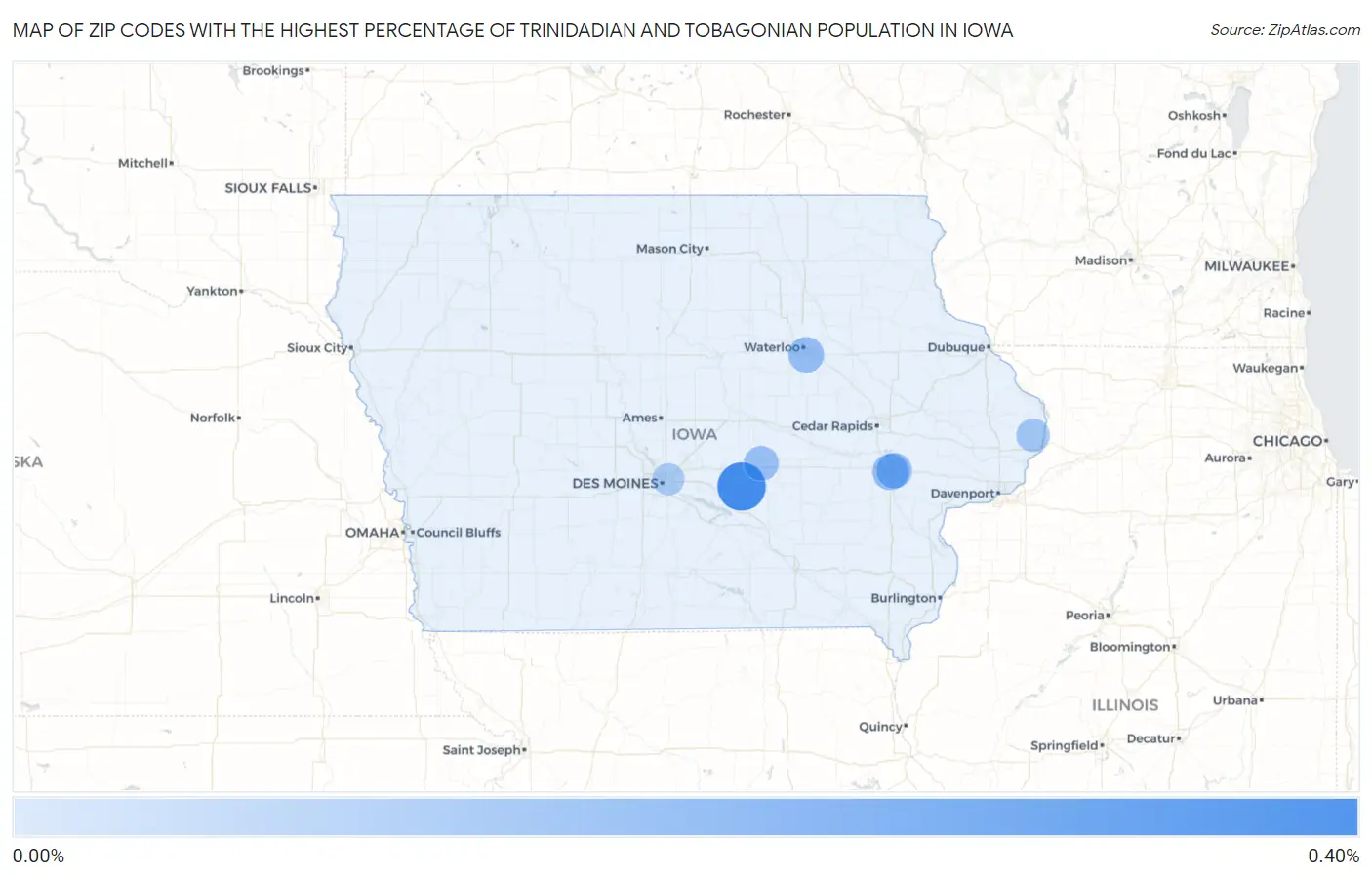Zip Codes with the Highest Percentage of Trinidadian and Tobagonian Population in Iowa Map