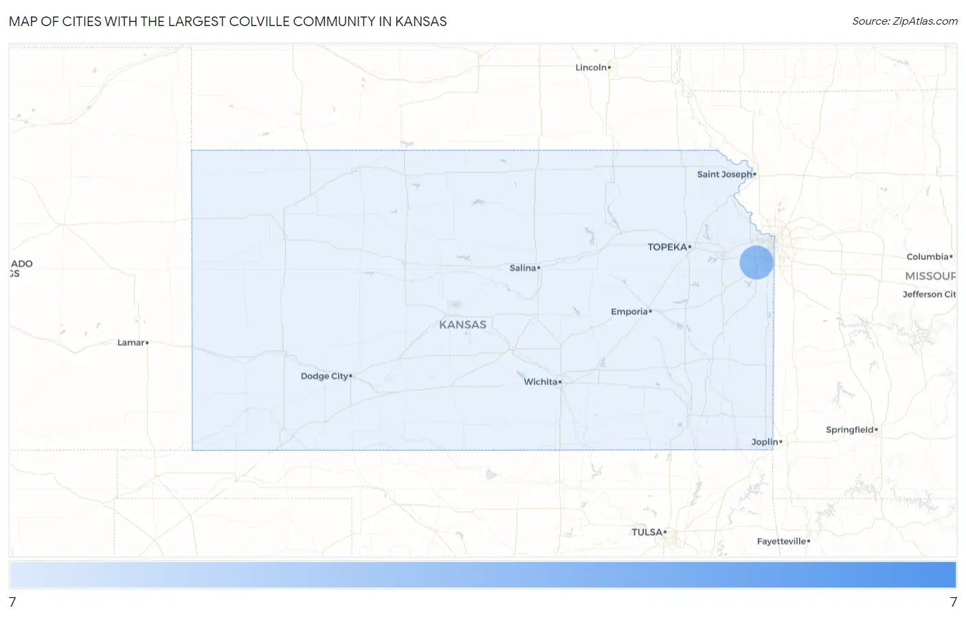 Cities with the Largest Colville Community in Kansas Map