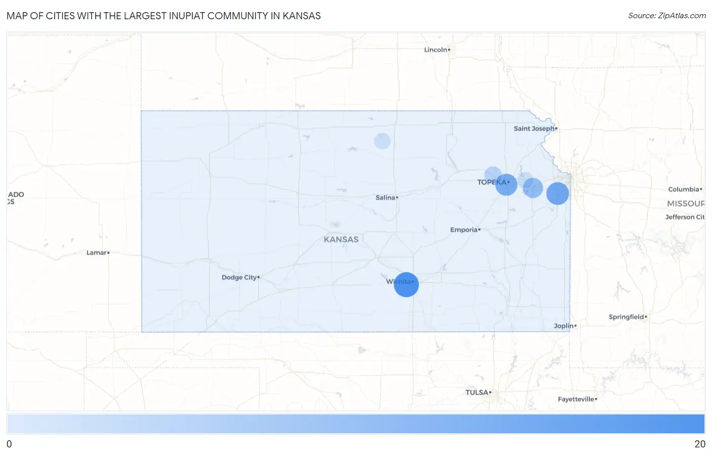 Cities with the Largest Inupiat Community in Kansas Map