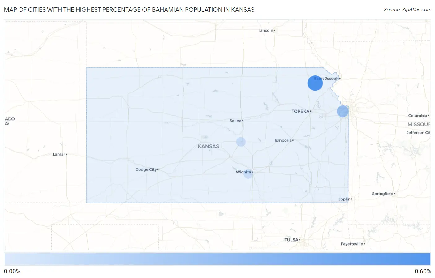 Cities with the Highest Percentage of Bahamian Population in Kansas Map