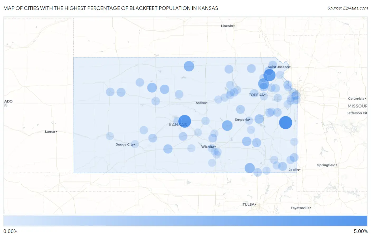 Cities with the Highest Percentage of Blackfeet Population in Kansas Map