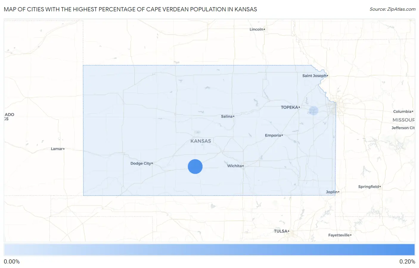 Cities with the Highest Percentage of Cape Verdean Population in Kansas Map