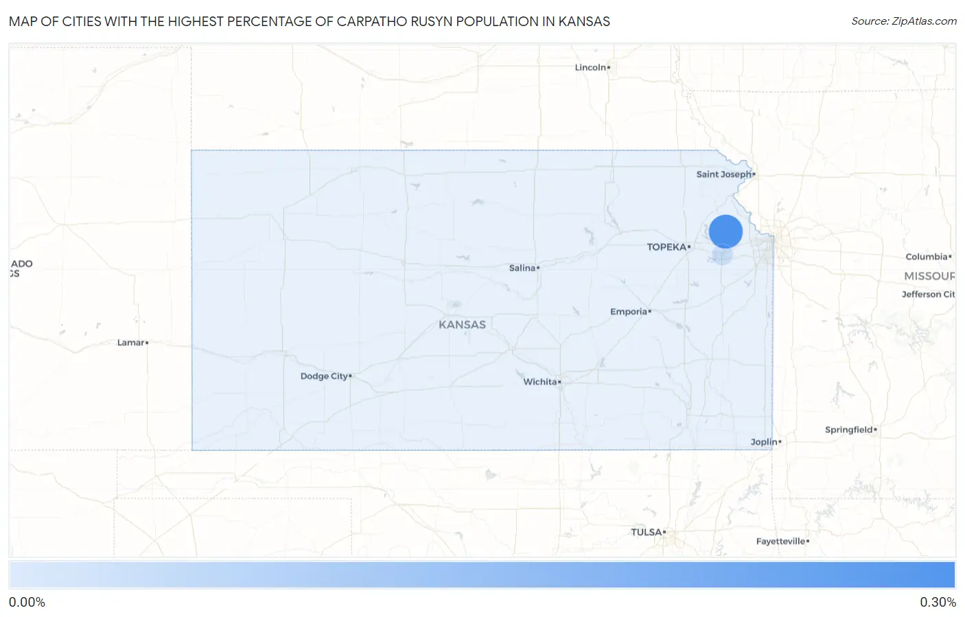 Cities with the Highest Percentage of Carpatho Rusyn Population in Kansas Map