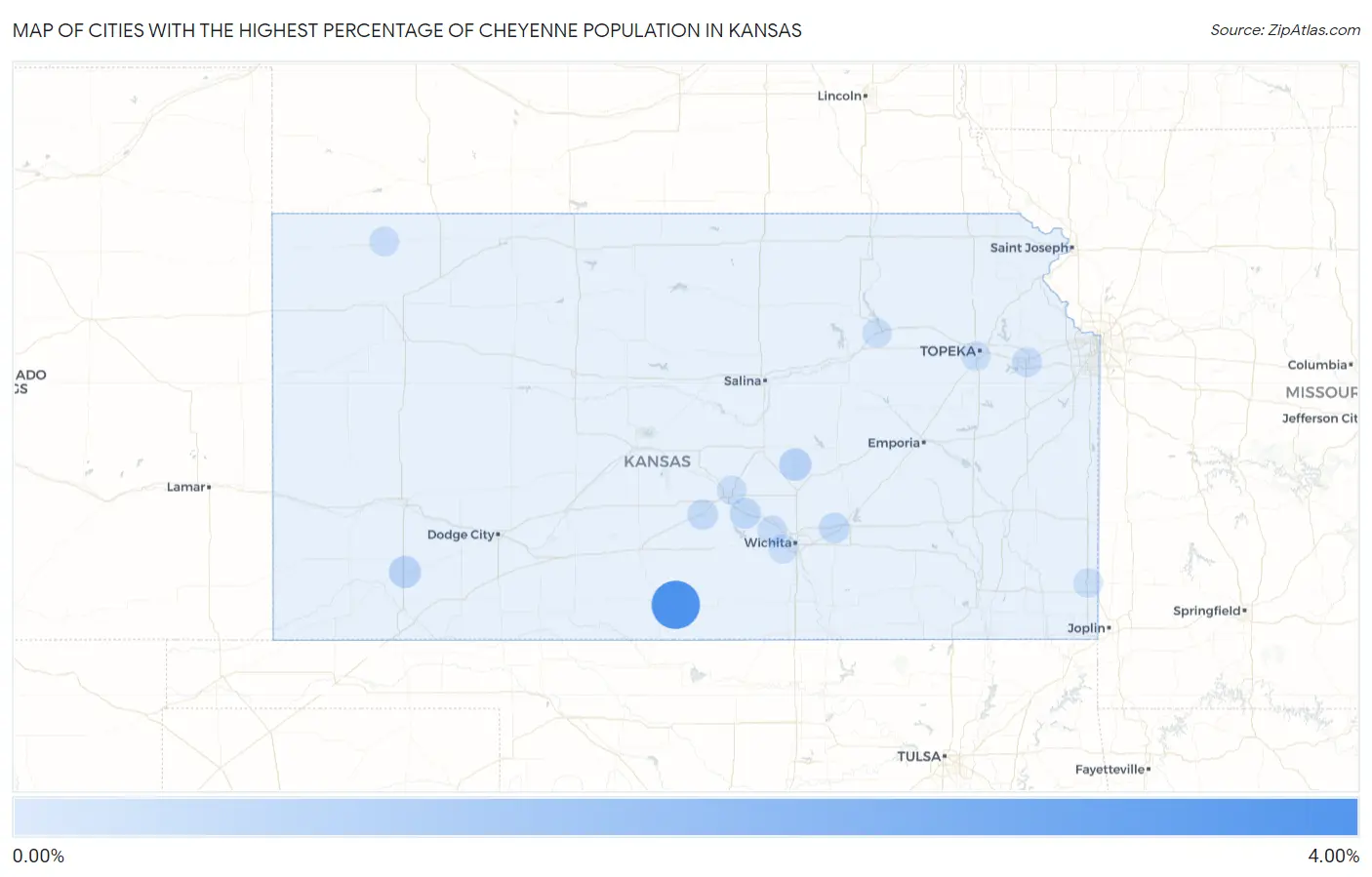 Cities with the Highest Percentage of Cheyenne Population in Kansas Map