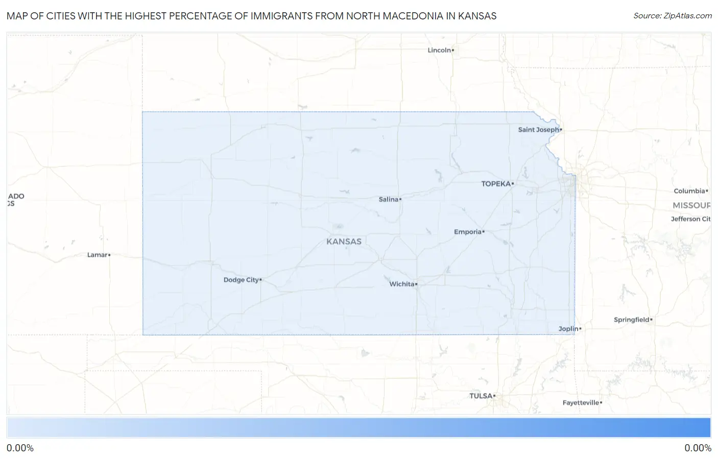 Cities with the Highest Percentage of Immigrants from North Macedonia in Kansas Map