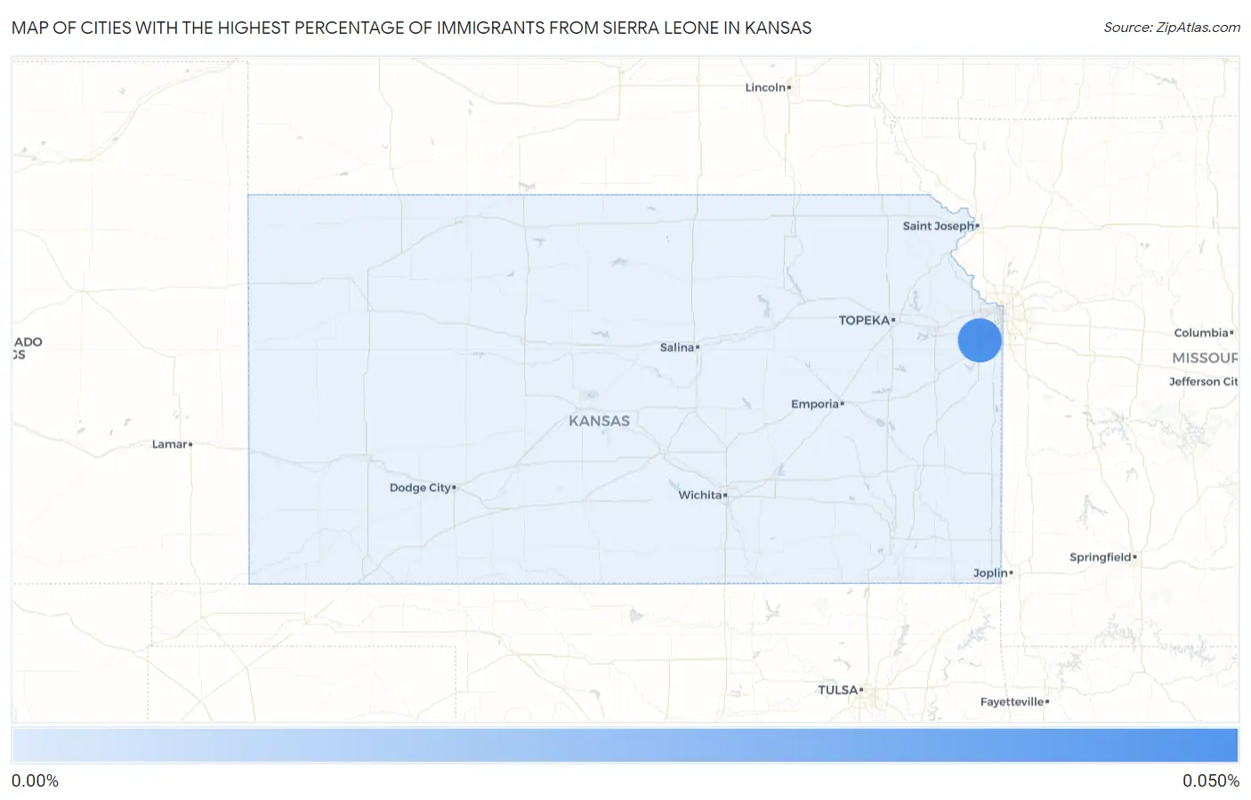 Cities with the Highest Percentage of Immigrants from Sierra Leone in Kansas Map