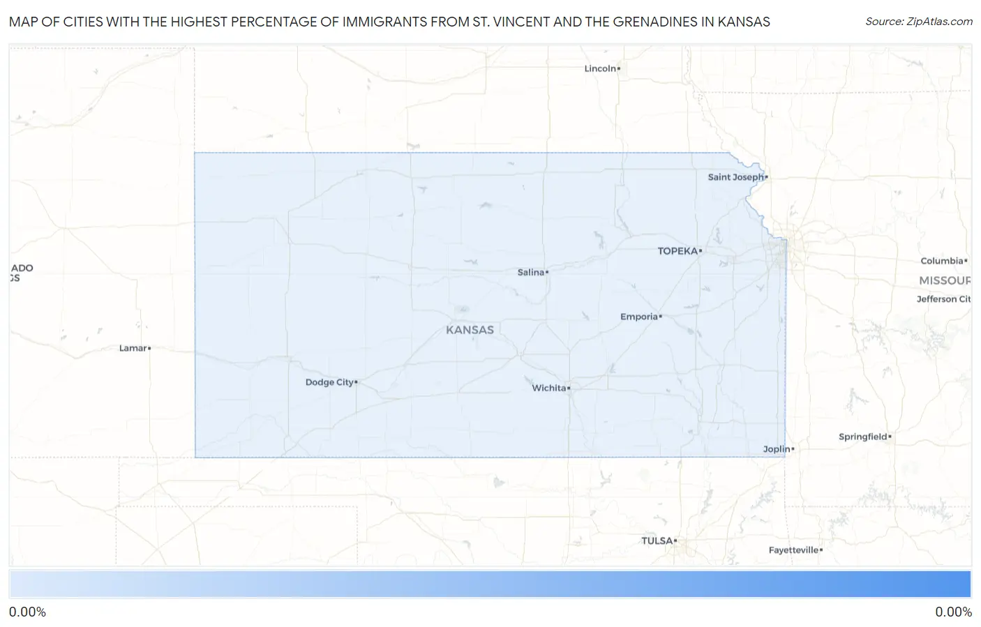 Cities with the Highest Percentage of Immigrants from St. Vincent and the Grenadines in Kansas Map