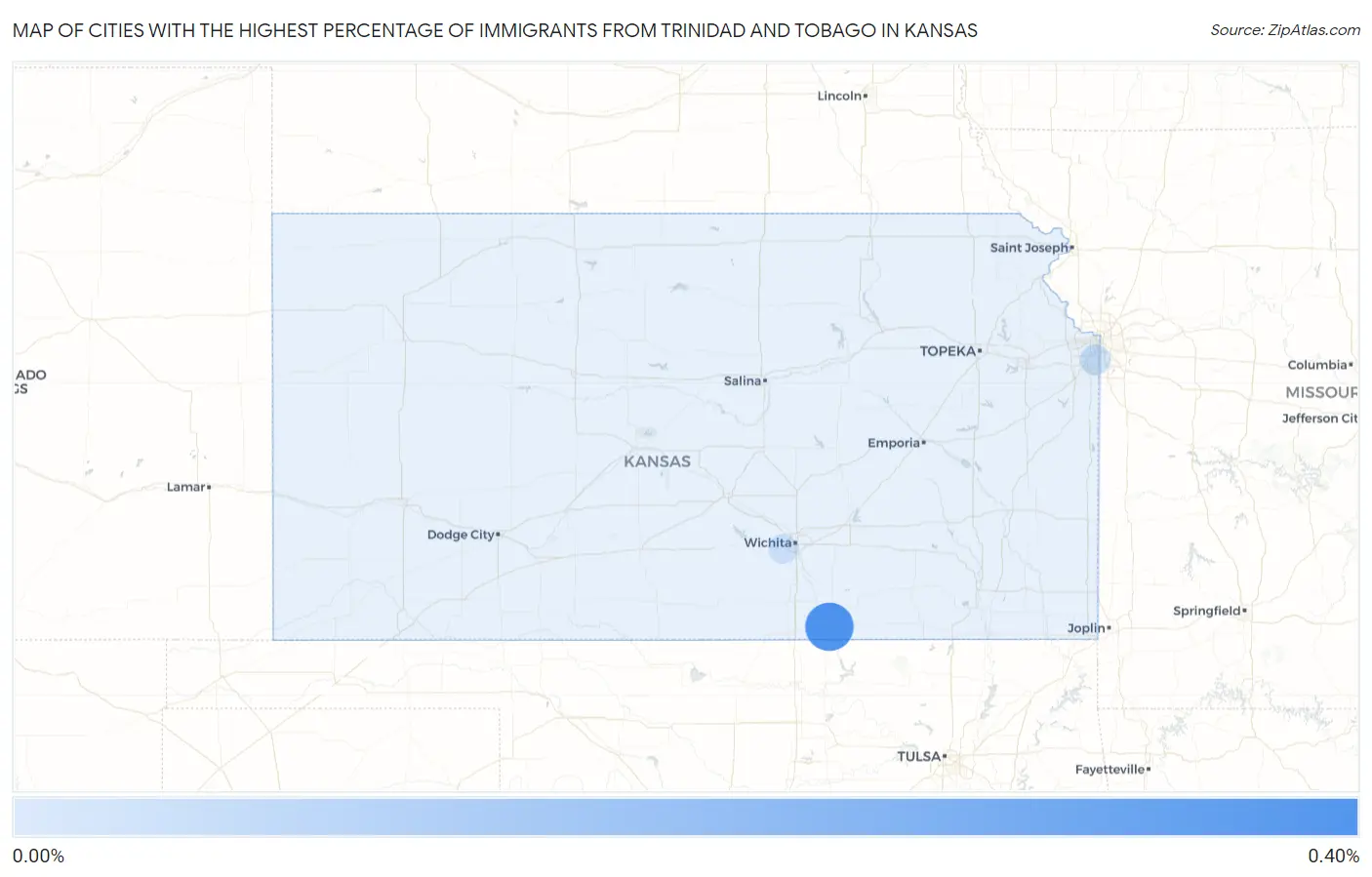 Cities with the Highest Percentage of Immigrants from Trinidad and Tobago in Kansas Map