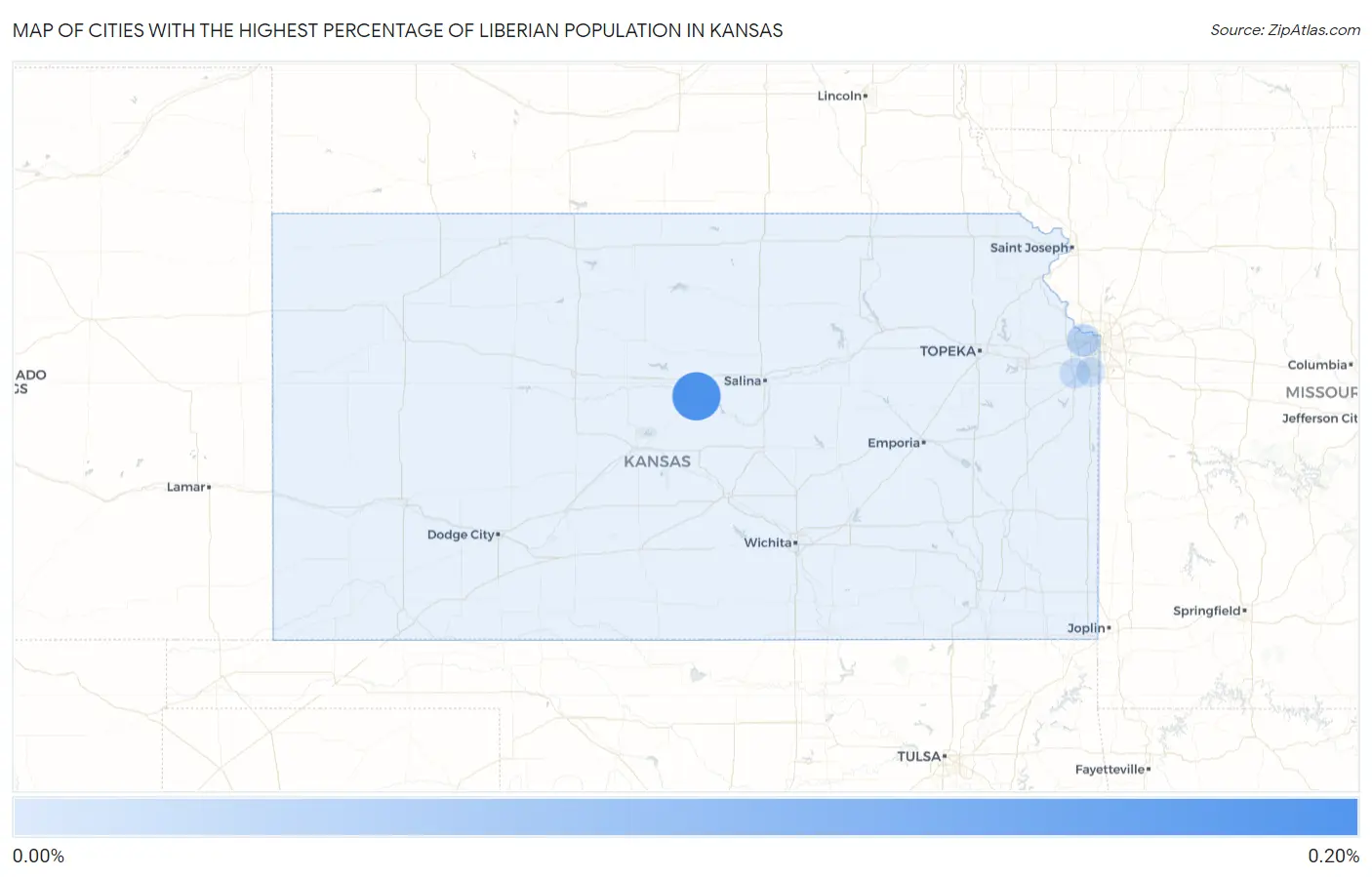 Cities with the Highest Percentage of Liberian Population in Kansas Map