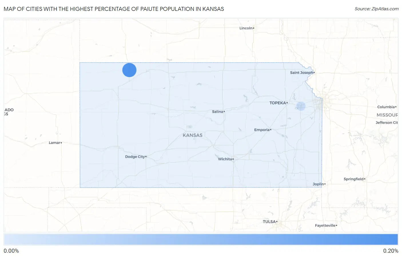 Cities with the Highest Percentage of Paiute Population in Kansas Map