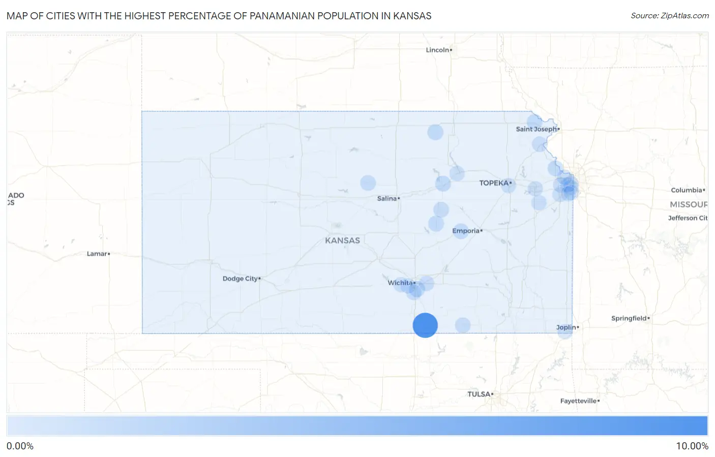 Cities with the Highest Percentage of Panamanian Population in Kansas Map
