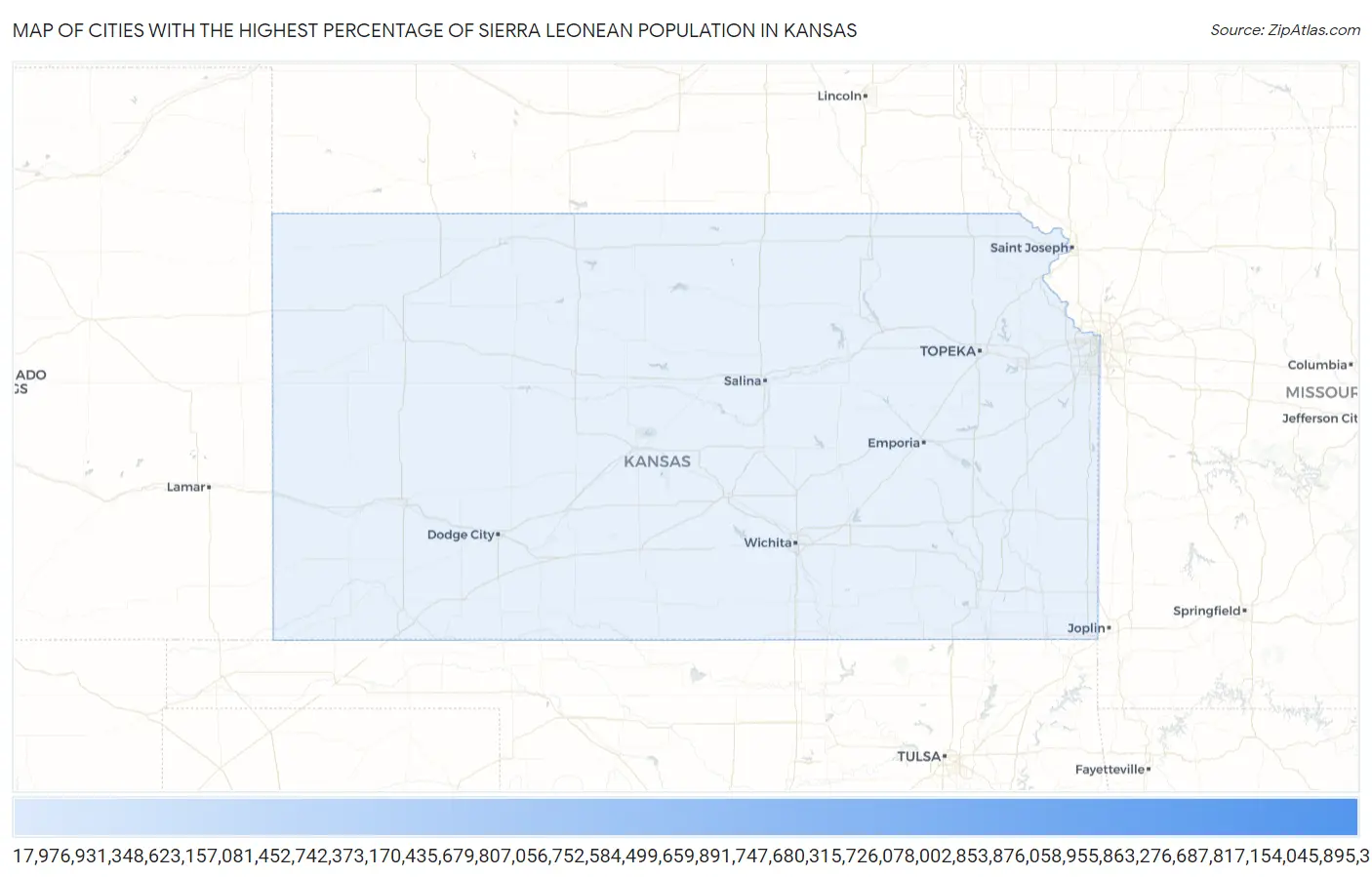 Cities with the Highest Percentage of Sierra Leonean Population in Kansas Map