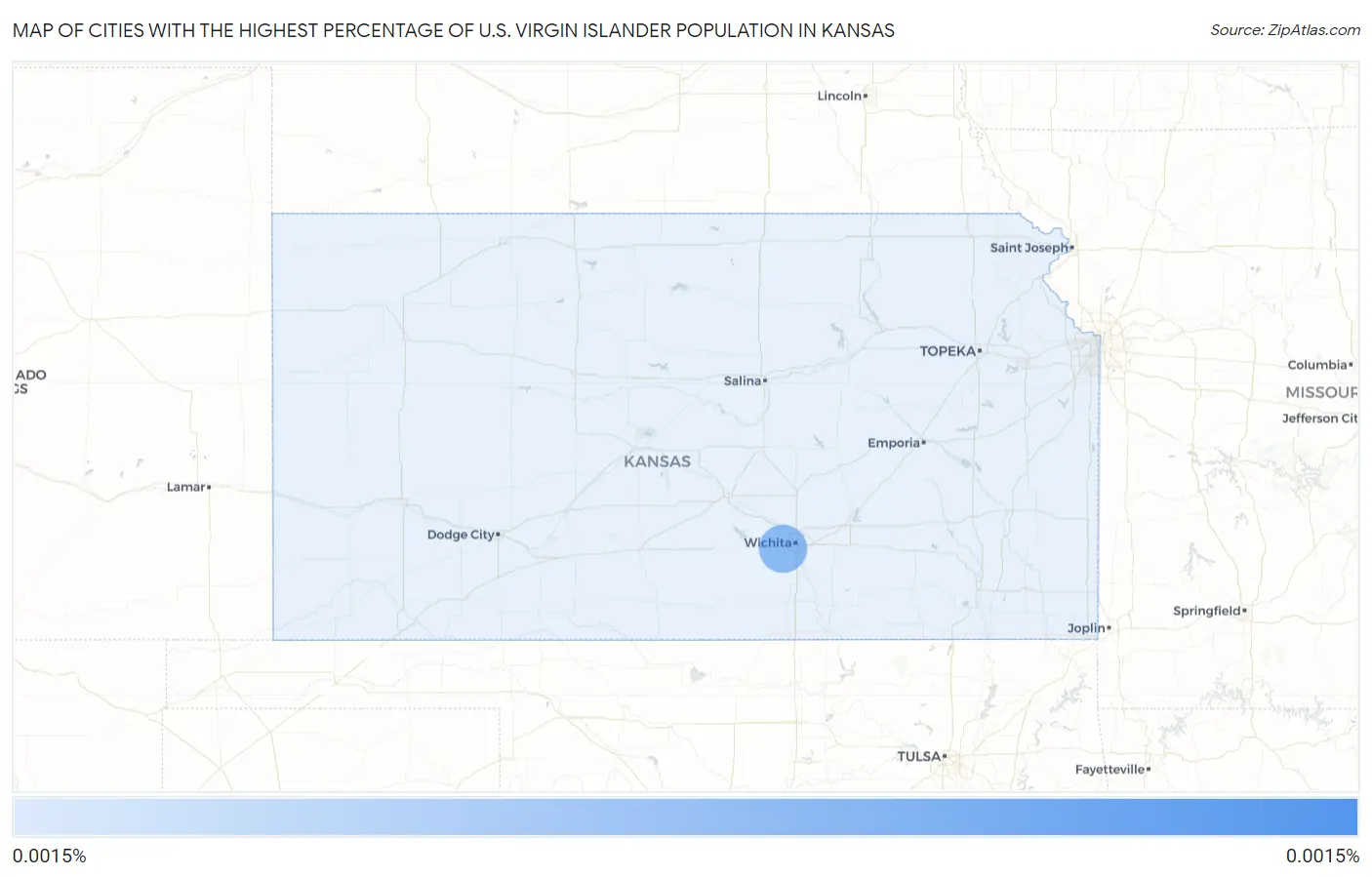 Cities with the Highest Percentage of U.S. Virgin Islander Population in Kansas Map