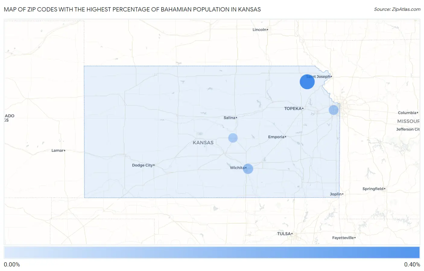 Zip Codes with the Highest Percentage of Bahamian Population in Kansas Map