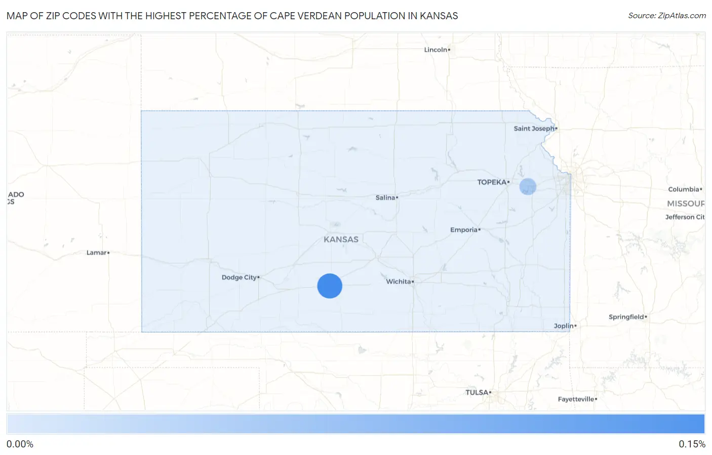 Zip Codes with the Highest Percentage of Cape Verdean Population in Kansas Map