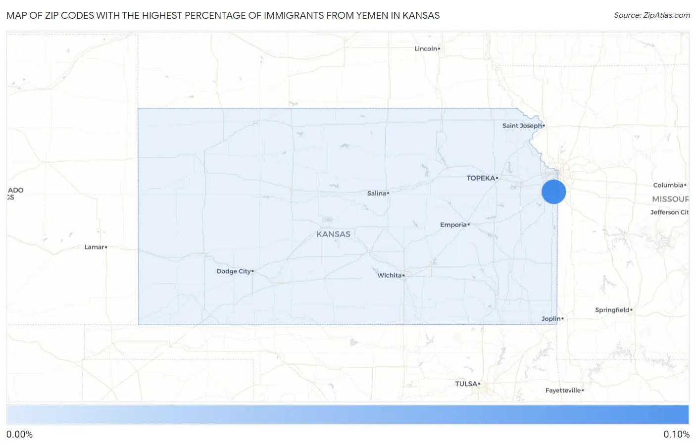 Zip Codes with the Highest Percentage of Immigrants from Yemen in Kansas Map