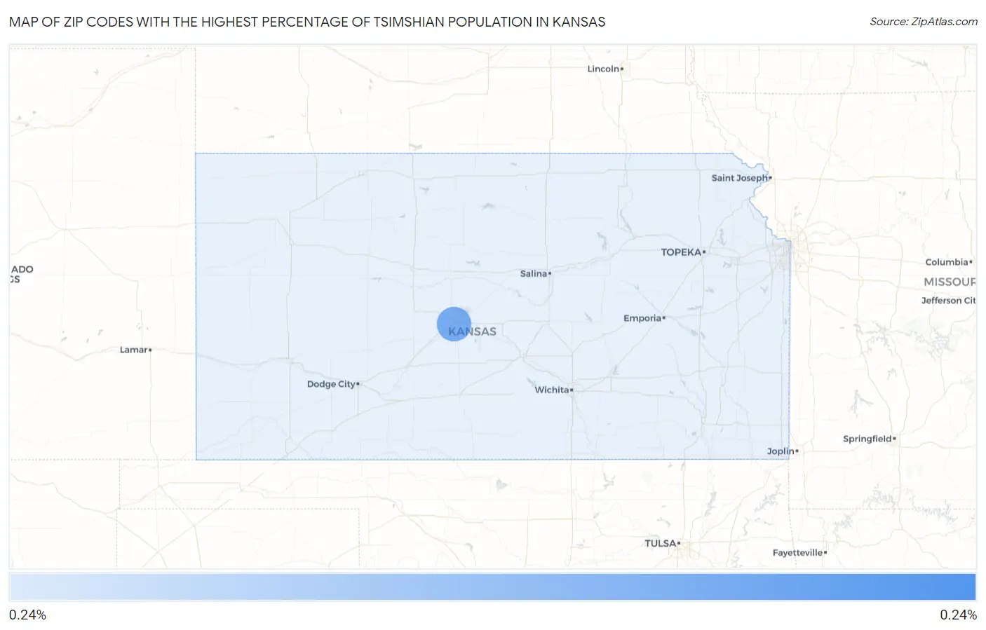 Zip Codes with the Highest Percentage of Tsimshian Population in Kansas Map